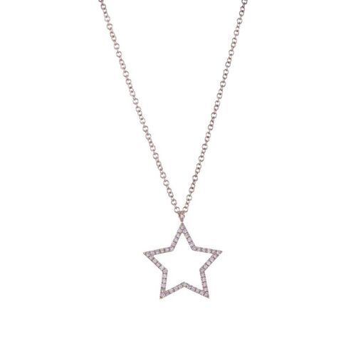White Gold and Diamond Star Necklace Rose