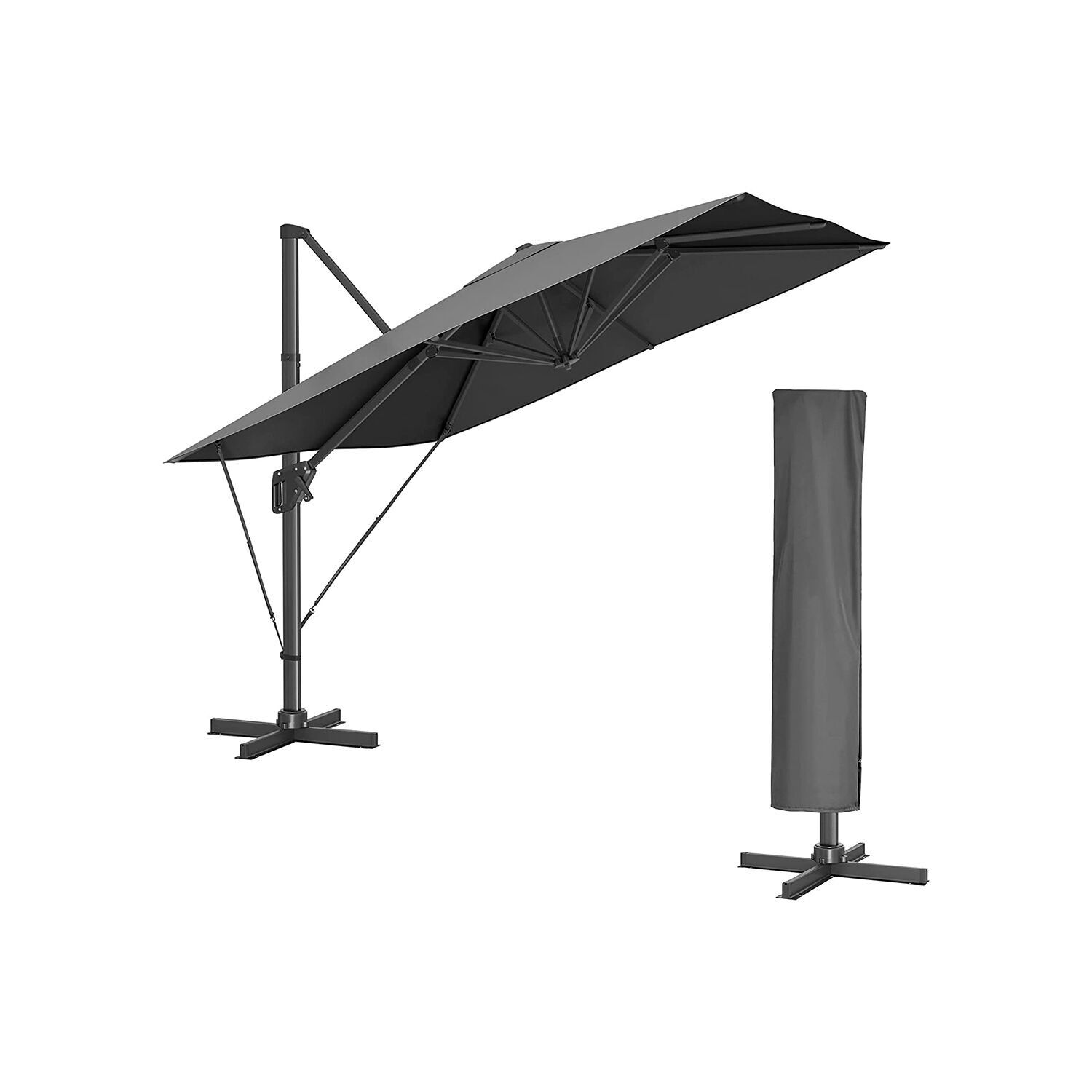 Parasol suspendu gris, 300 x 300 cm