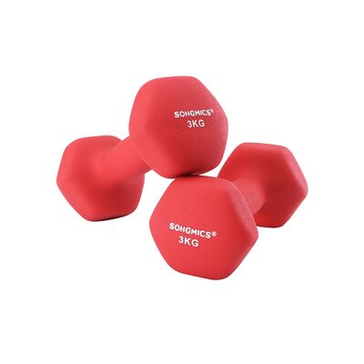 Set di 2 manubri rossi, 2 x 3.0 kg - rosso, 20 x 8.5 cm