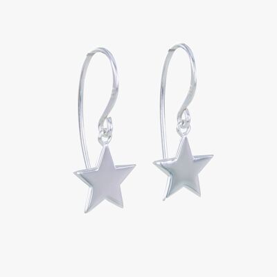 Aretes colgantes de estrella de plata esterlina