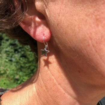 Boucles d'oreilles pendantes étoile en argent sterling 3