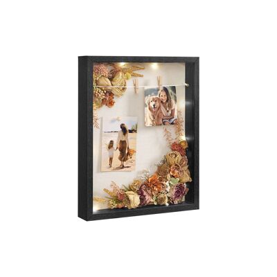 Cadre photo en verre idée cadeau noir, 30.4x5.5 x 38 cm (L x l x H) Profondeur intérieure : 3.5 cm
