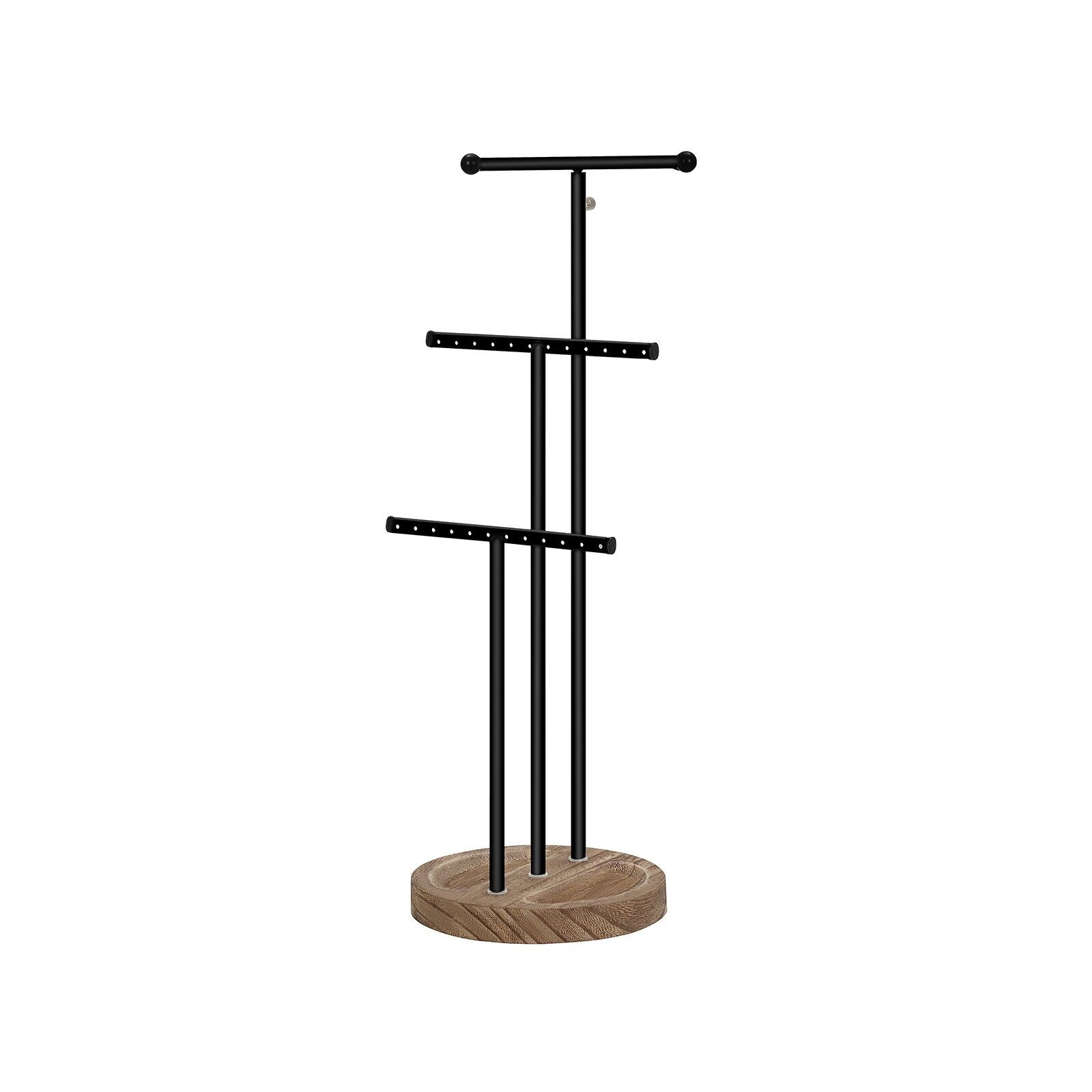 3-in-1 jewelry holder black, 15 x 15 x (43.5-60) cm