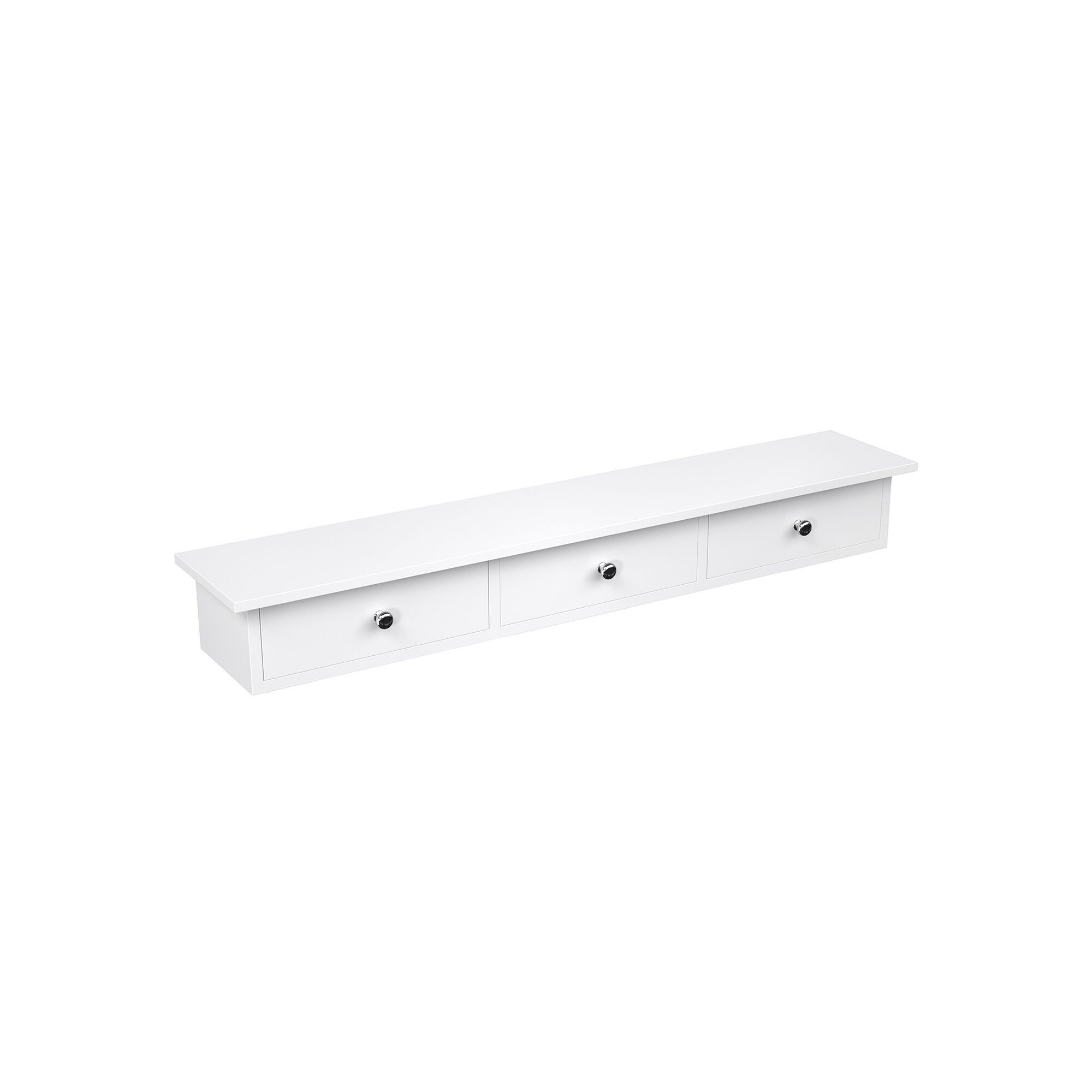 Wall shelf with drawers white, 80 x 15 x 10 cm
