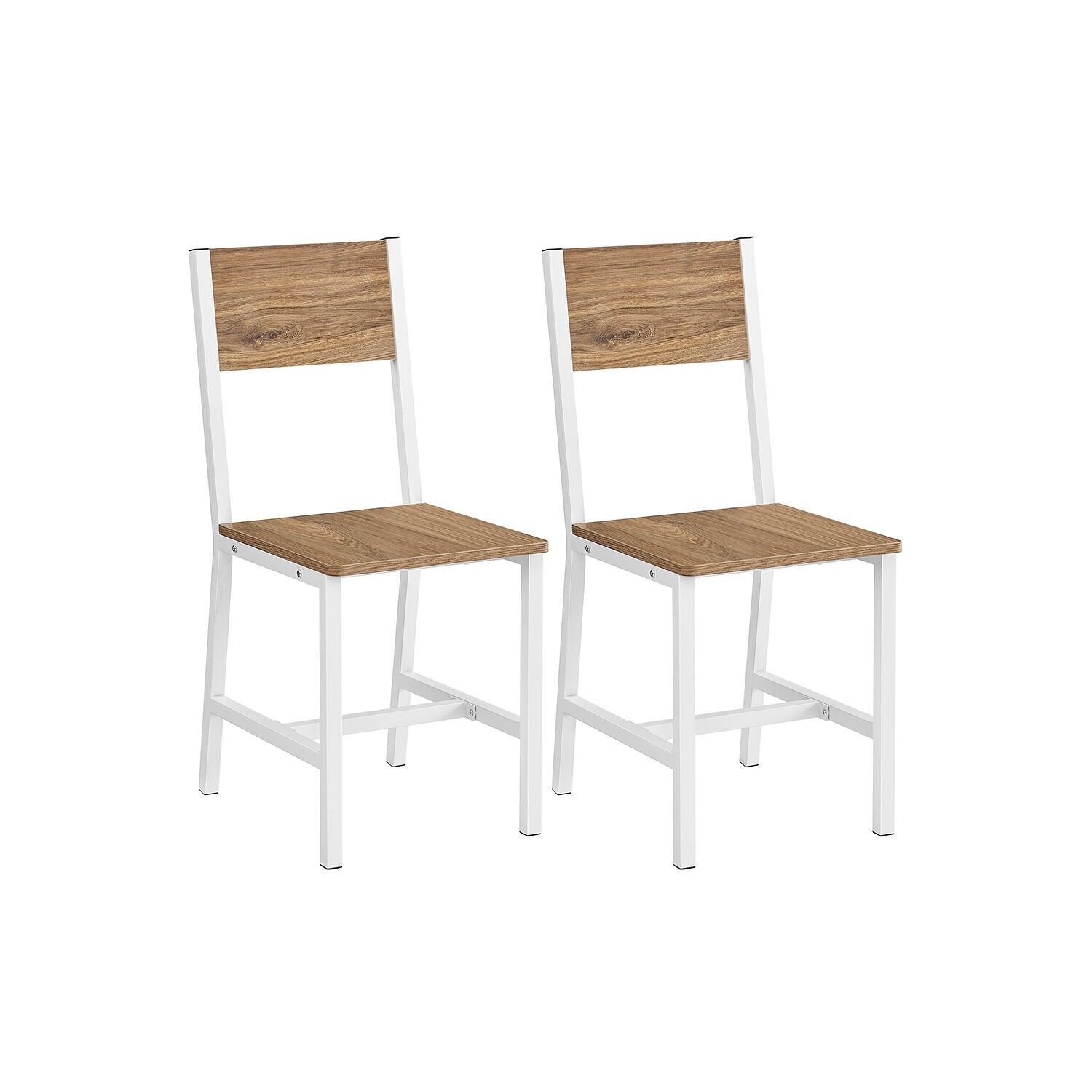 Dining chairs set of 2 with metal frame, 36 x 46.6 x 87.1 cm (L x W x H) Seat surface: 36 x 39.2 x 1.5 cm (L x W x H) Seat height: 45.4 cm