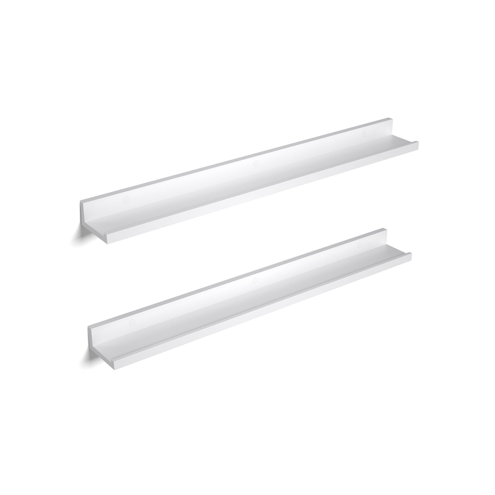 Wall shelves set of 2 white, 80 x 10 cm