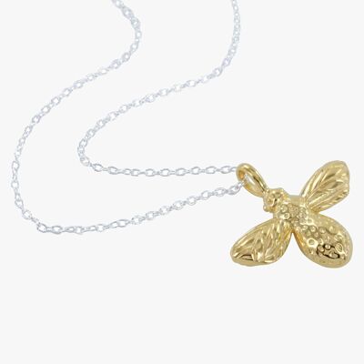Sterling Silver Bumble Bee Necklace Gold