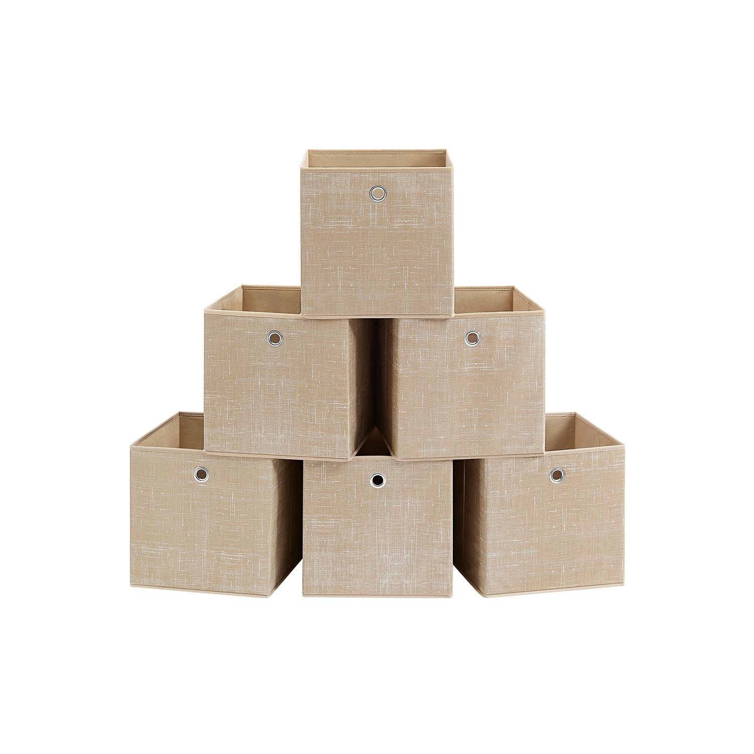 Storage box set of 6, sand beige, 30 x 30 x 30 cm