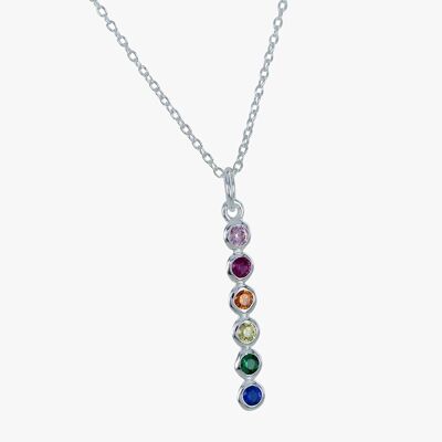 Sterling Silver Rainbow Stone Drop Necklace