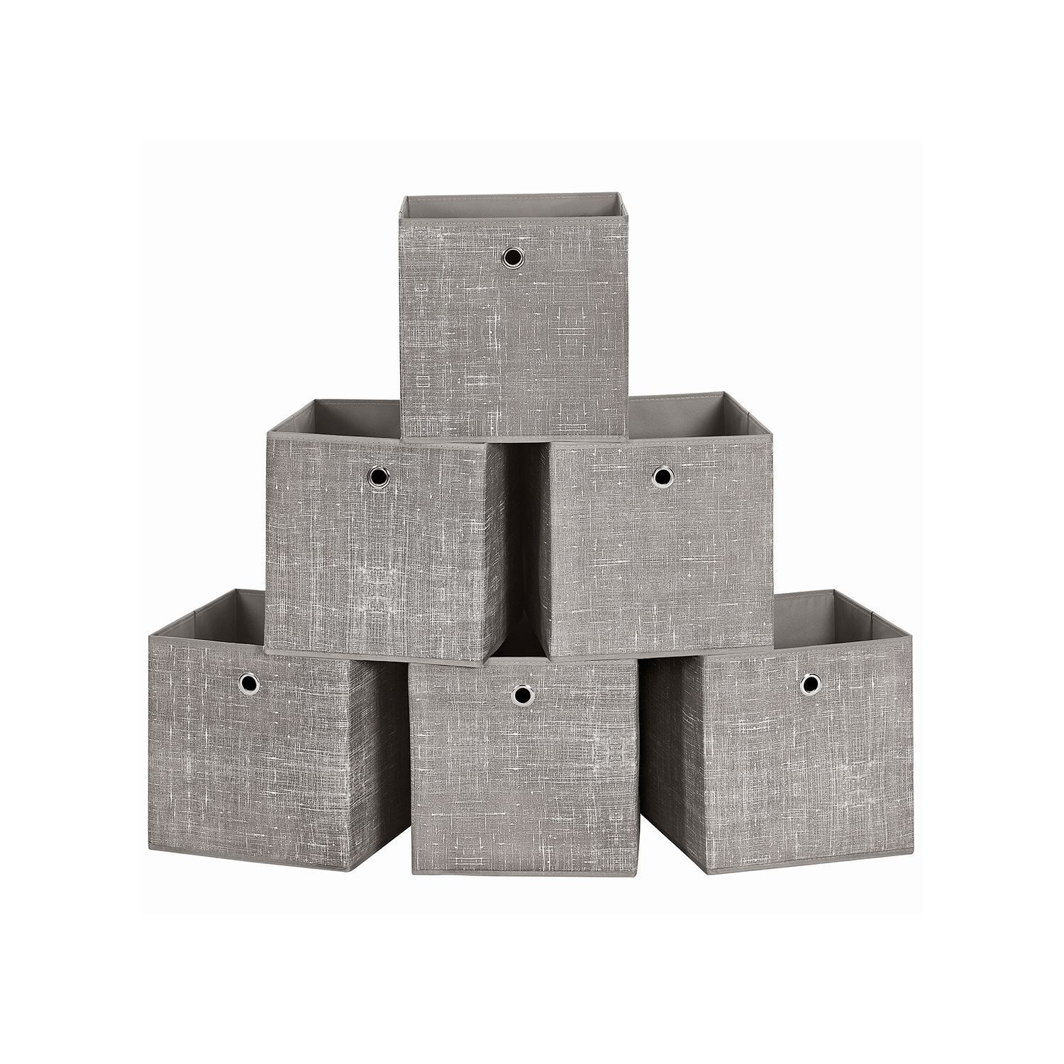 Storage box set of 6, mottled taupe, 30 x 30 x 30 cm