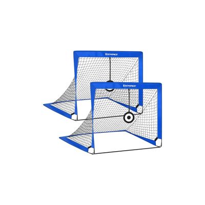 Portería de fútbol infantil plegable (2 unidades), color azul, 90 x 120 x 90 cm