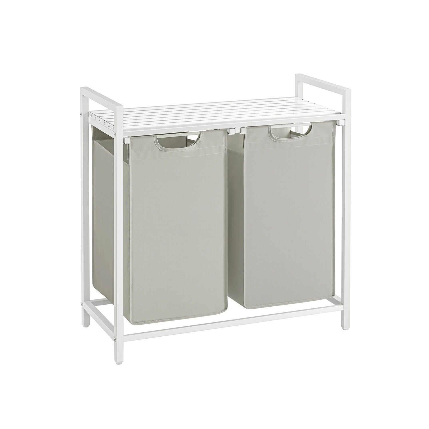 Panier à linge 2 x 46 L avec 1 étagère blanc, 2 x 46 litres, 73 x 33 x 72 cm