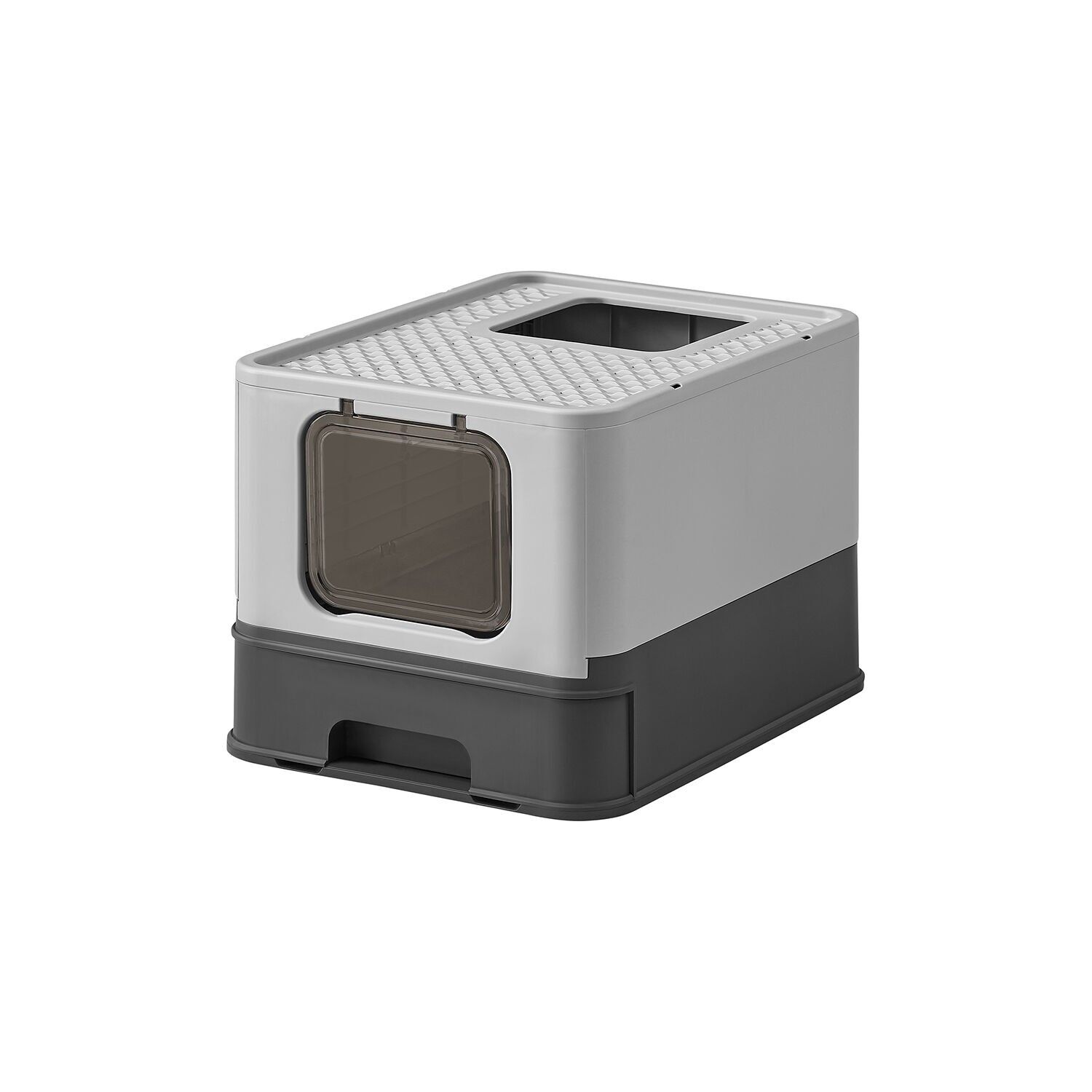 Cat litter box with lid and scoop, large, anthracite gray-dove gray, 54.3 x 42.5 x 37.8 cm