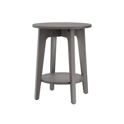 Mesa auxiliar redonda con estante, gris ahumado, 40 x 50 cm