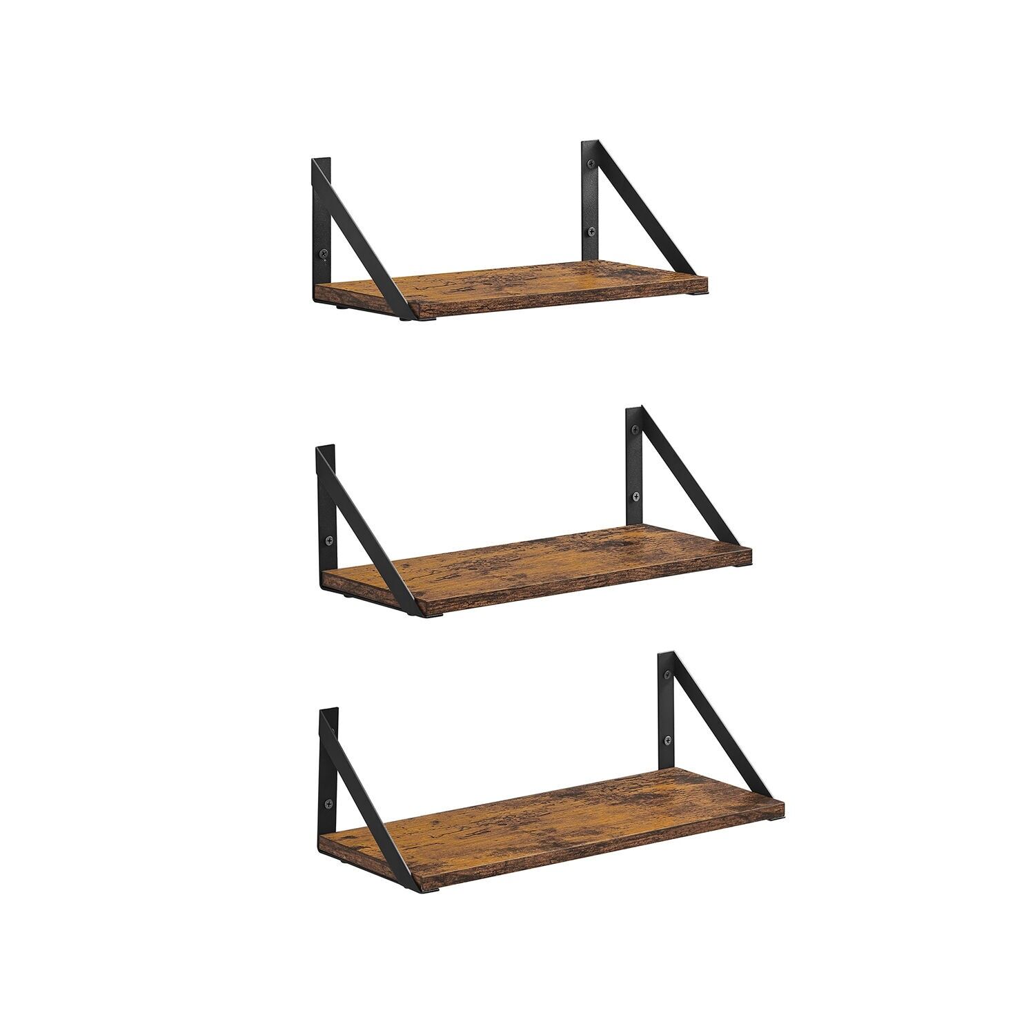 Wall shelf set of 3, 15 x 40 x 12 cm (large) (D x W x H) - 15 x 35 x 12 cm (middle) (D x W x H) - 15 x 30 x 12 cm