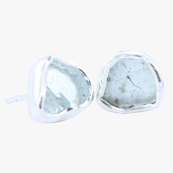 Boucles d'oreilles en pierre brute Aqua 3