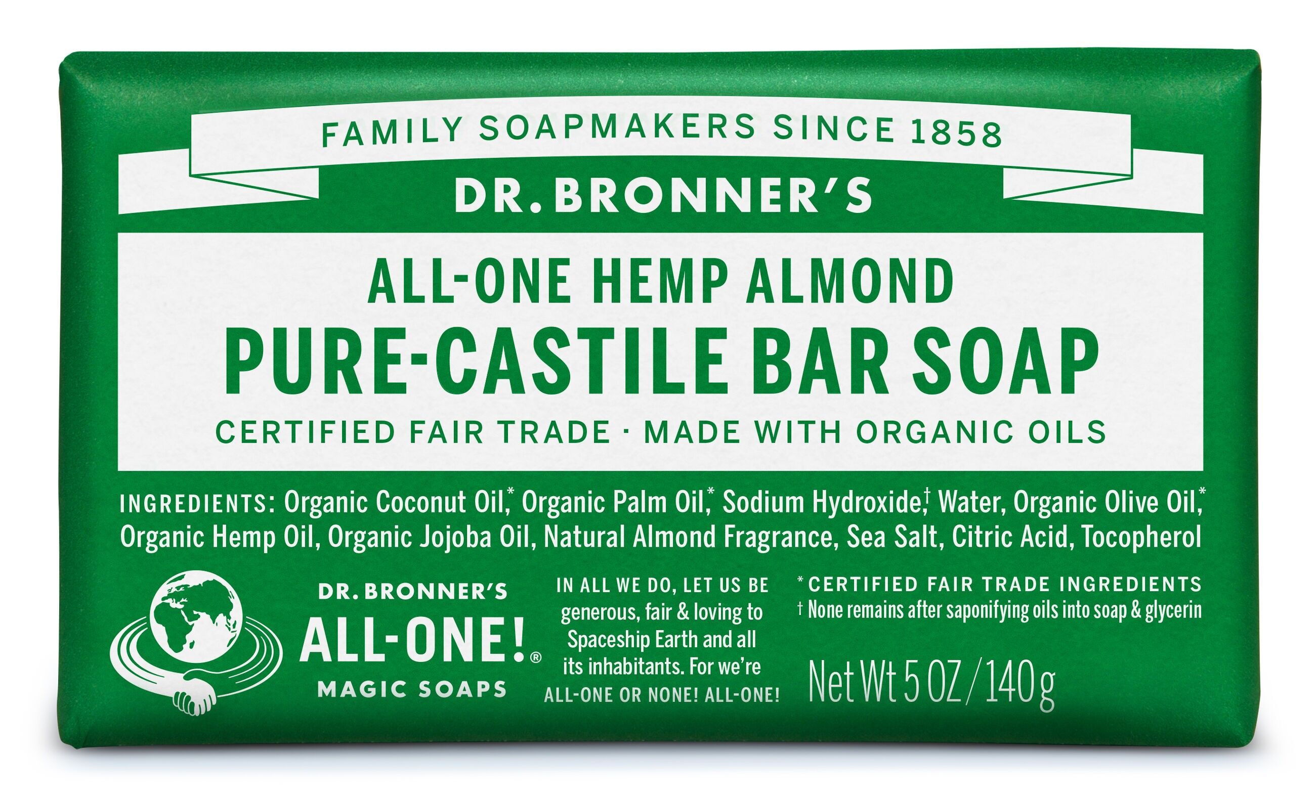 Dr. Bronner's Organic Almond Soap Bar 140g