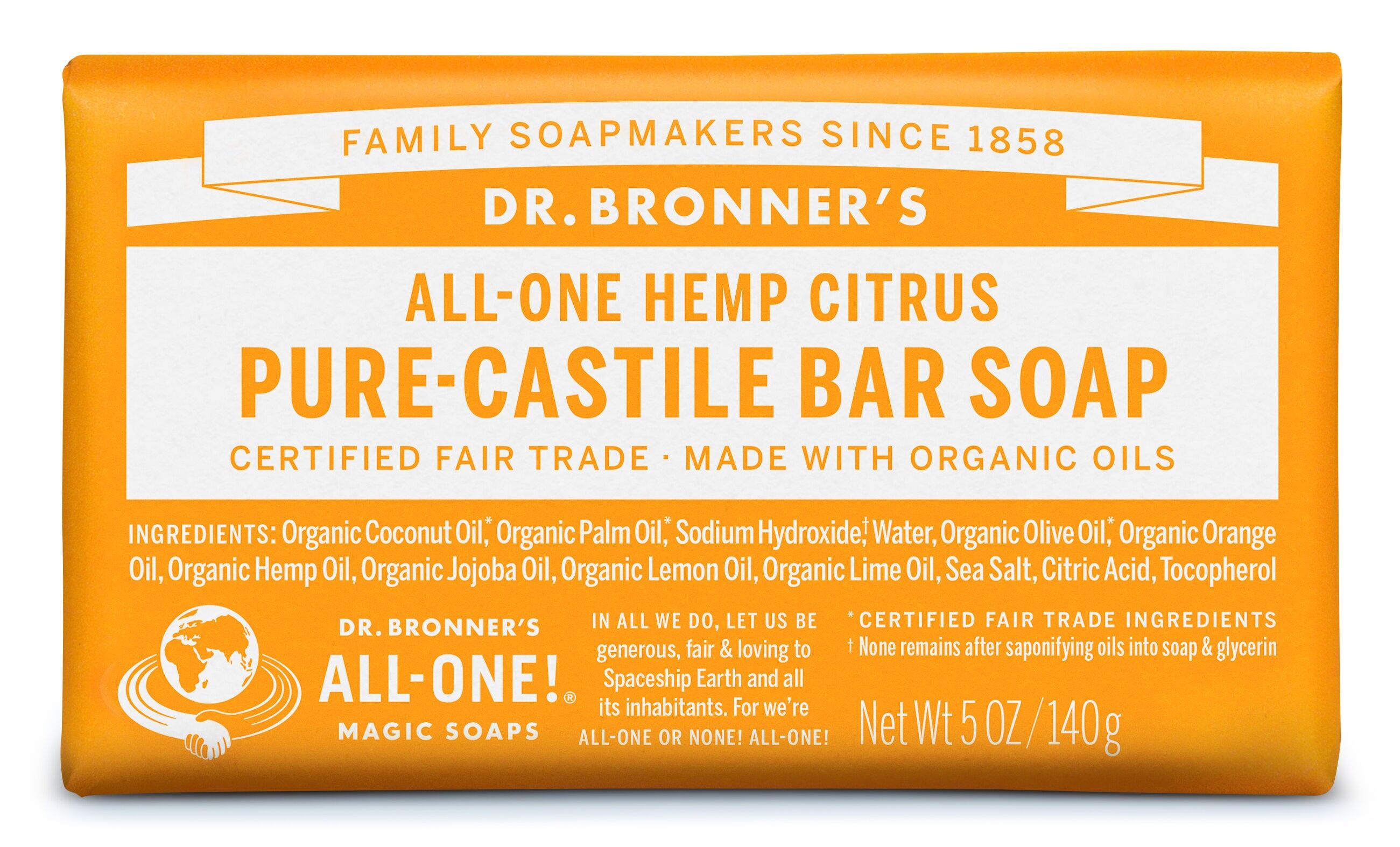 Dr. Bronner's Organic Citrus Soap Bar 140g