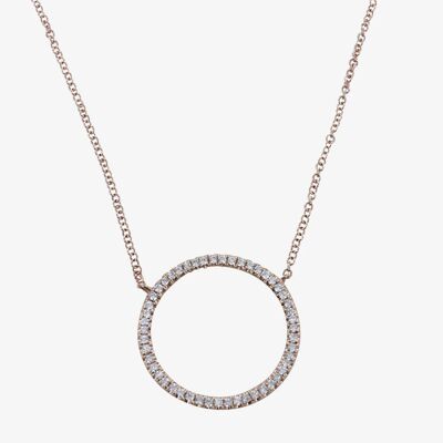 Collier Grand Diamant Cercle Ouvert Rose