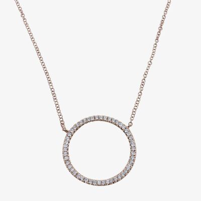 Large Diamond Open Circle Necklace Rose
