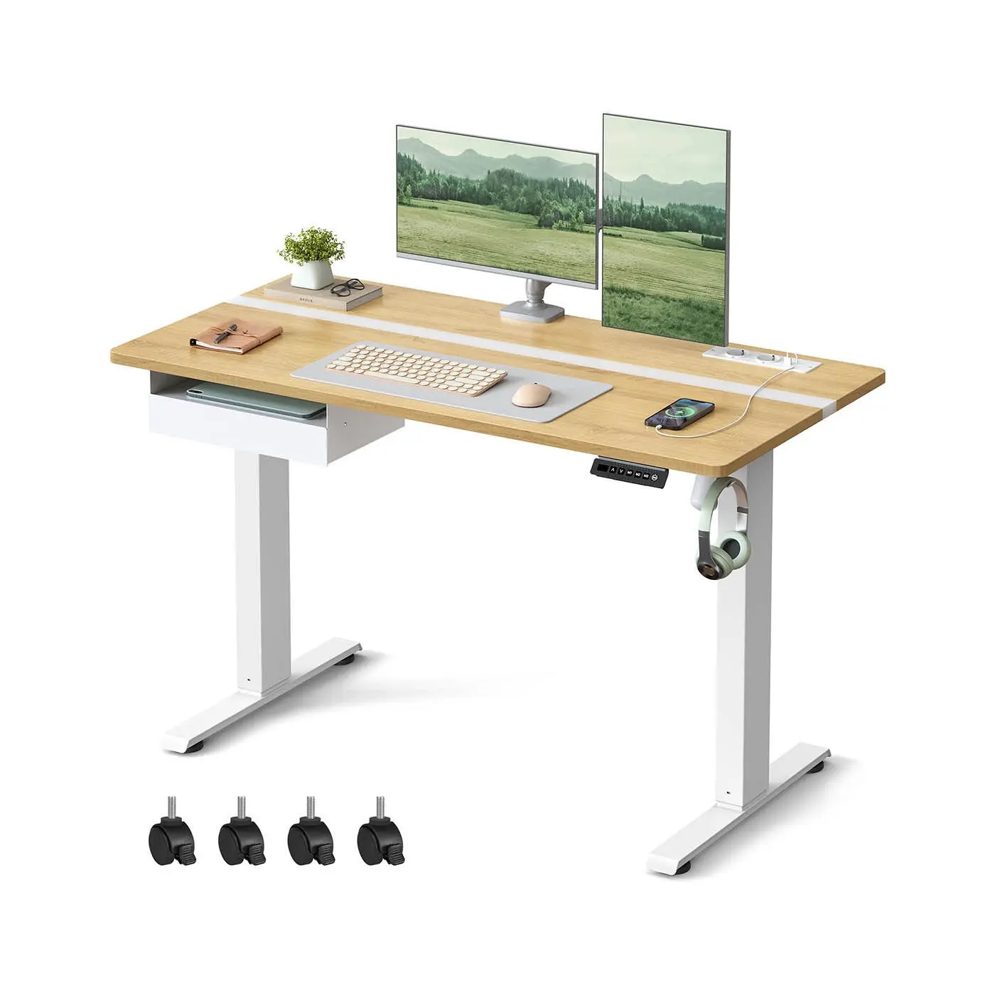 Buy wholesale Height-adjustable and electric desk with socket, 60 x 140 cm