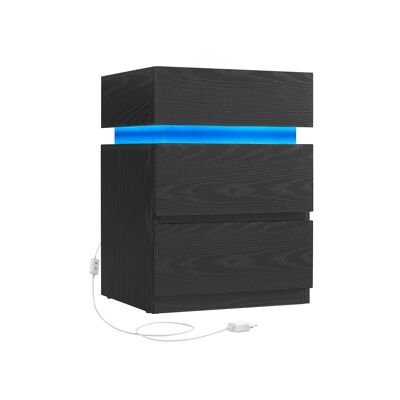 Bedside table with LED lighting, modern white, 35 x 40 x 55 cm