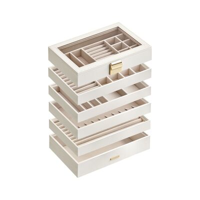 Coffret à bijoux à 6 niveaux blanc, 17 x 28 x 18. 3 cm