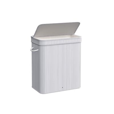 Bamboo laundry basket 100 liters with lid and handles, gray, 54.5 x 34.5 x 61 cm