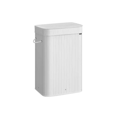 Panier à linge en bambou avec couvercle, 72 litres, blanc nuage, 31.5 x 42.5 x 61 cm
