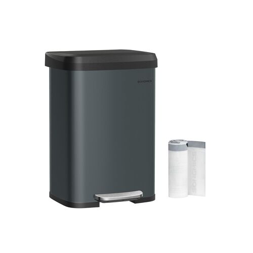 Kitchen waste bin with lid 50 litres anthracite grey-black, 40.4 x 38 x 58.5 cm (L x W x H) Total height (with lid open): 89 cm Foot pedal dimensions: 19.7 x 5.9 cm