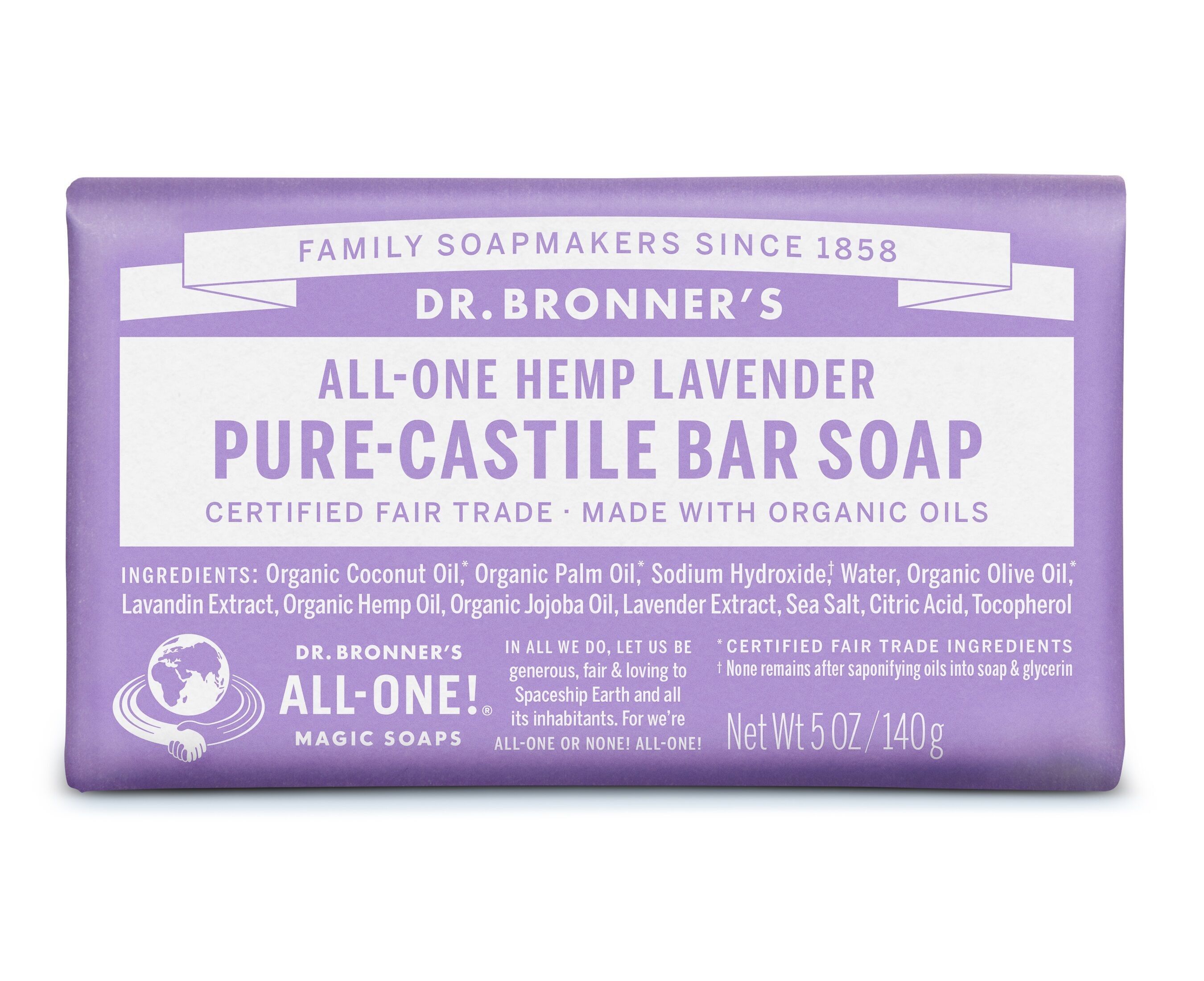 Dr. Bronner's Organic Lavender Soap Bar 140g
