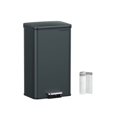 Poubelle de cuisine avec couvercle 40 litres gris anthracite, 34.8 x 32.1 x 55.7 cm (L x l x H) Hauteur totale (avec couvercle ouvert) : 83. 3 cm