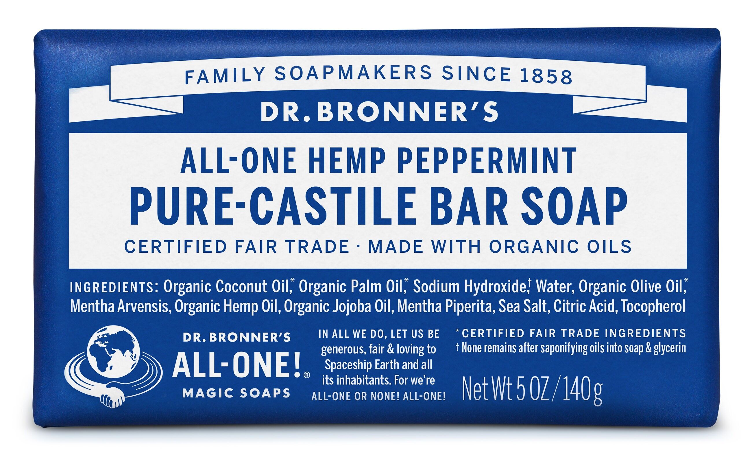Dr. Bronner's Organic Peppermint Soap Bar 140g