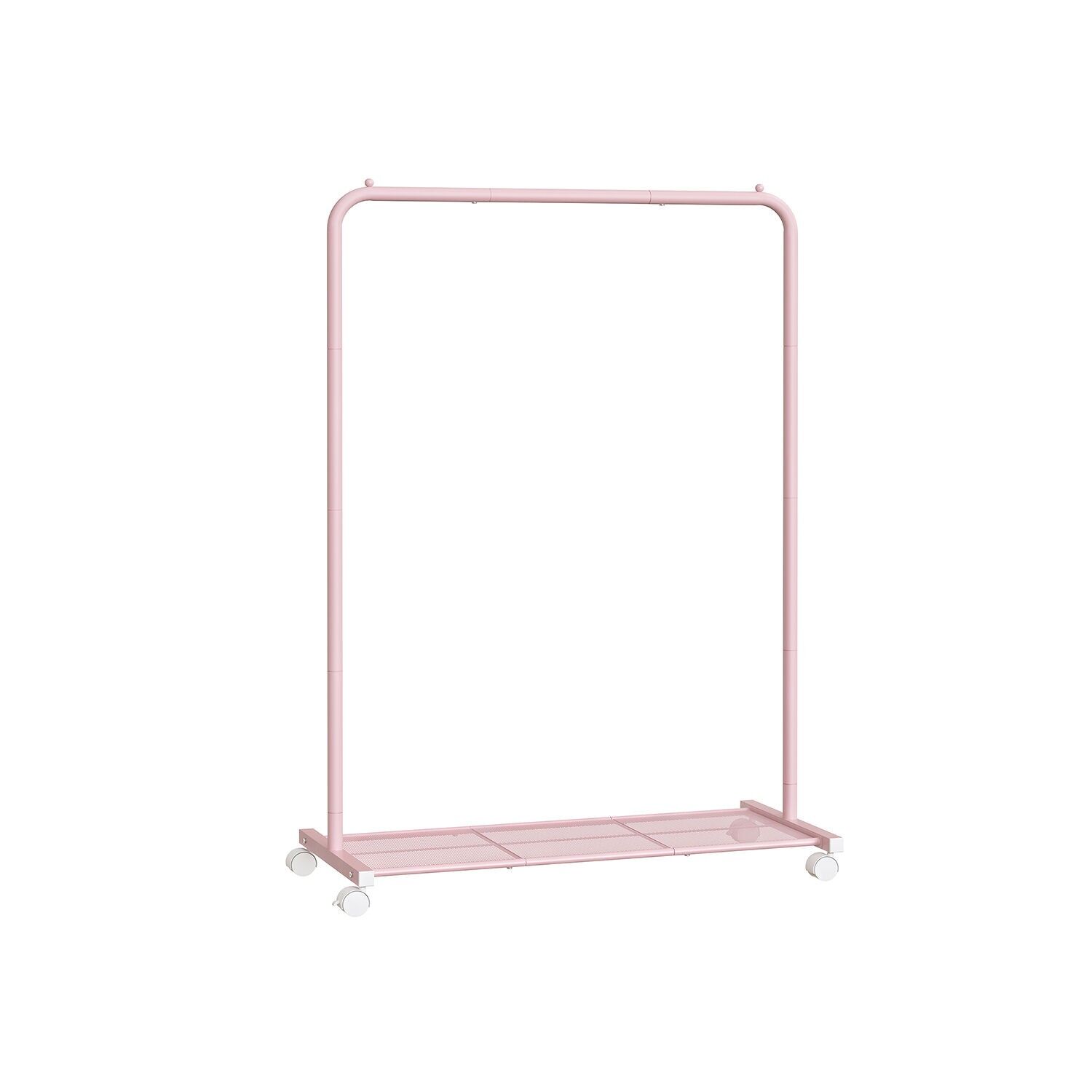 Portant à vêtements de 91 cm de large sur roulettes rose pastel