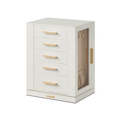 Coffret à bijoux spacieux design ouvert idée cadeau nuage blanc, 16 x 22.2 x 28.5 cm