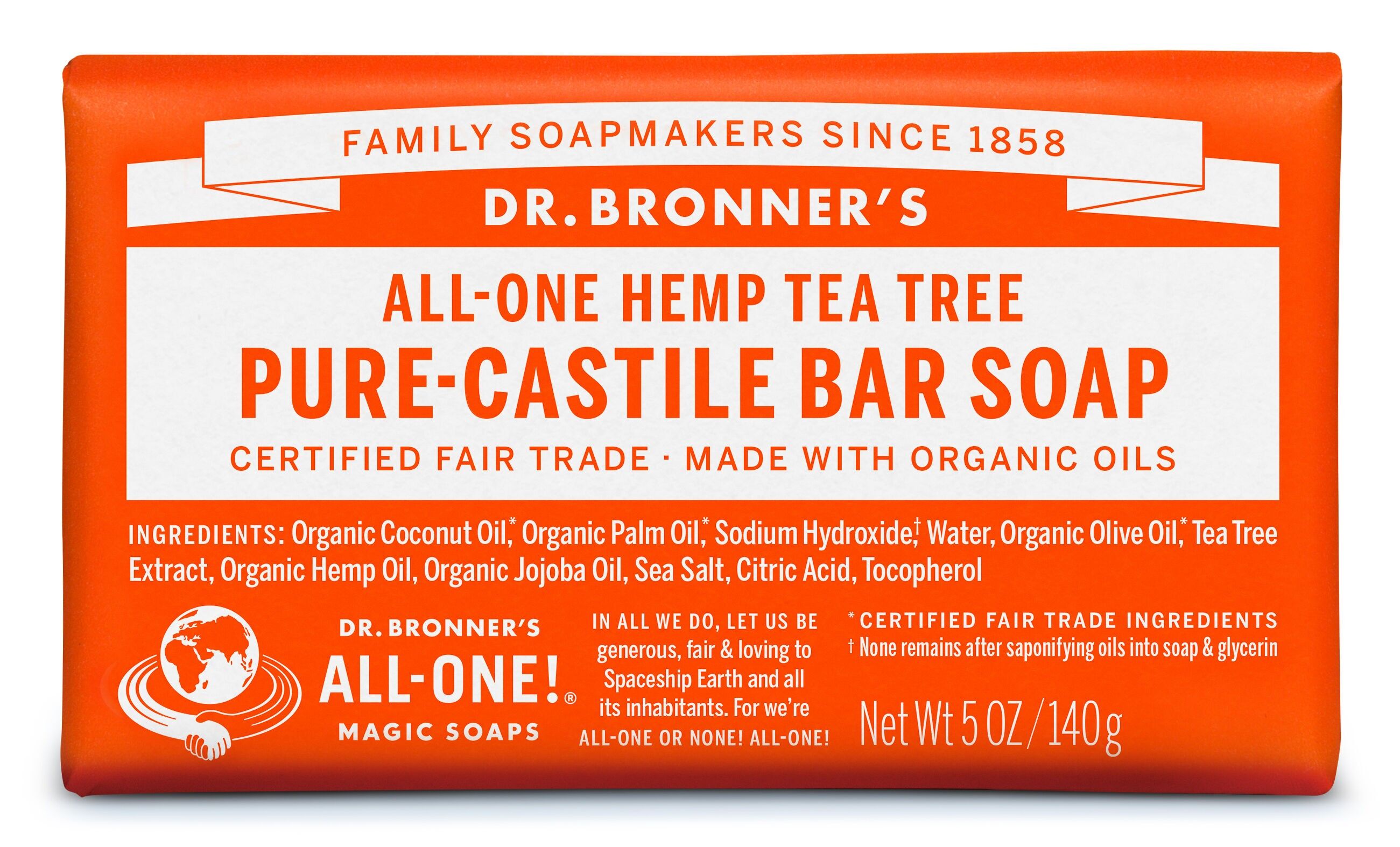 Dr. Bronner's Organic Tea Tree Soap Bar 140g