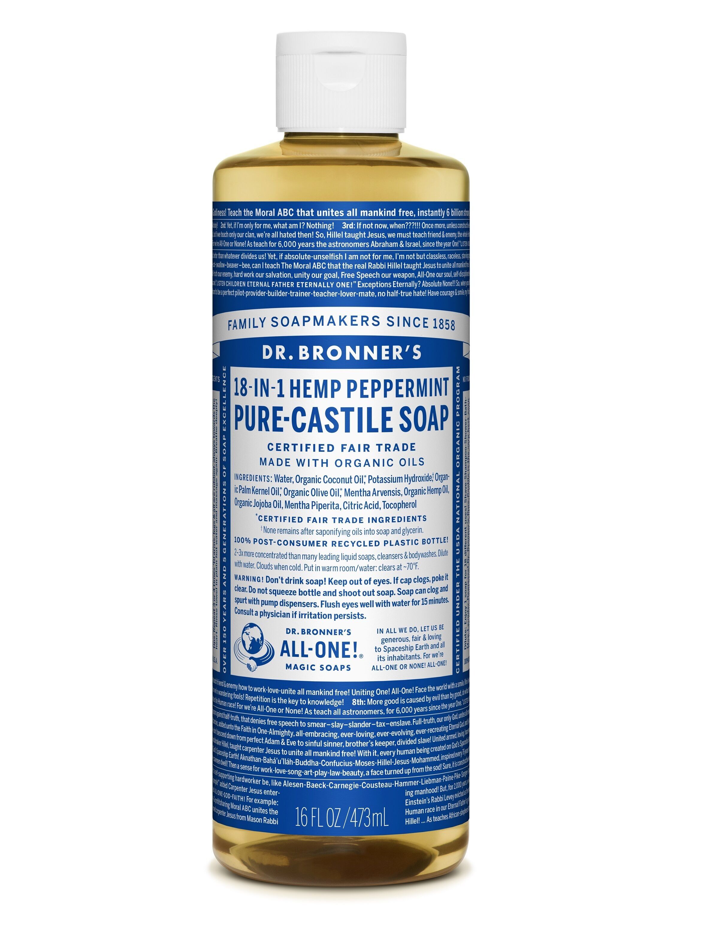 Dr. Bronner's Peppermint Castile Liquid Soap 475ml
