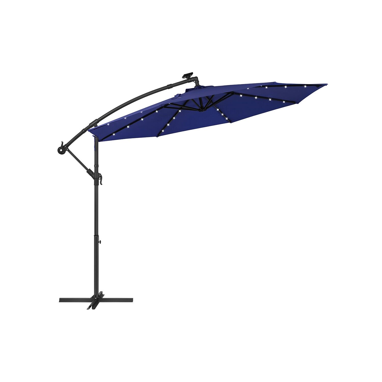 Parasol with LED solar lighting with stand
