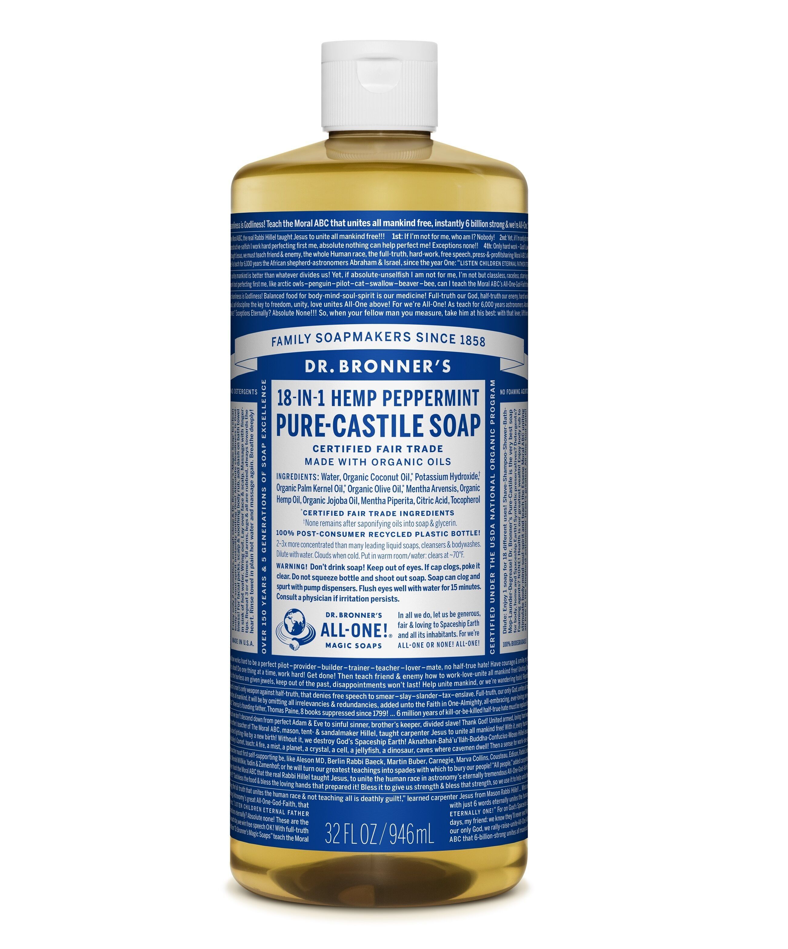 Dr. Bronner's Peppermint Castile Liquid Soap 946ml