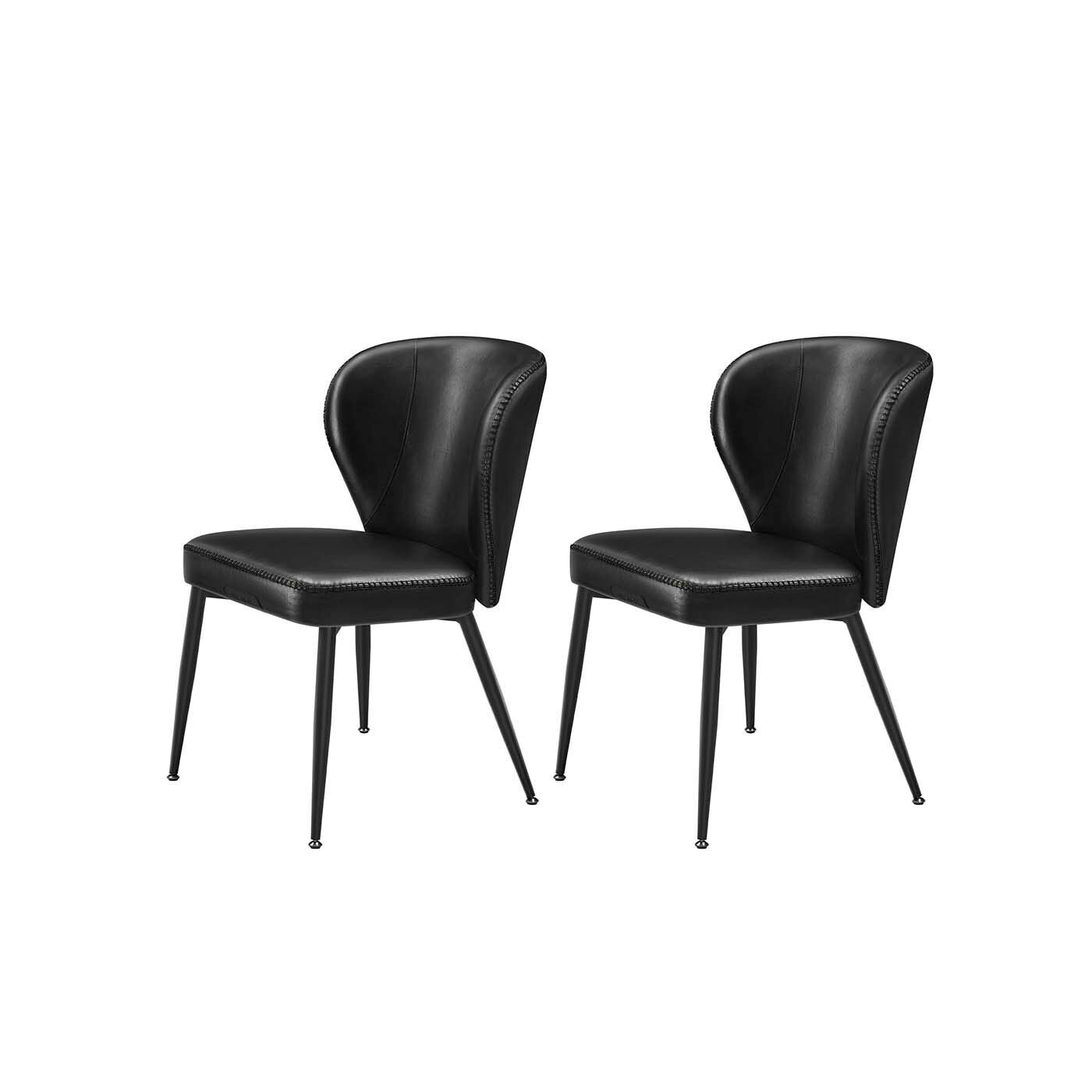 EKHO Collection - Dining room chairs Set of 2 with imitation leather upholstery in jet black