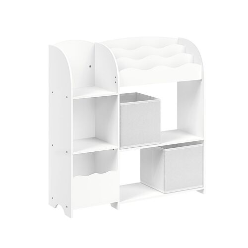 Children's shelf with 2 compartments for toys and books, cloud white, 30 x 93 x 100 cm