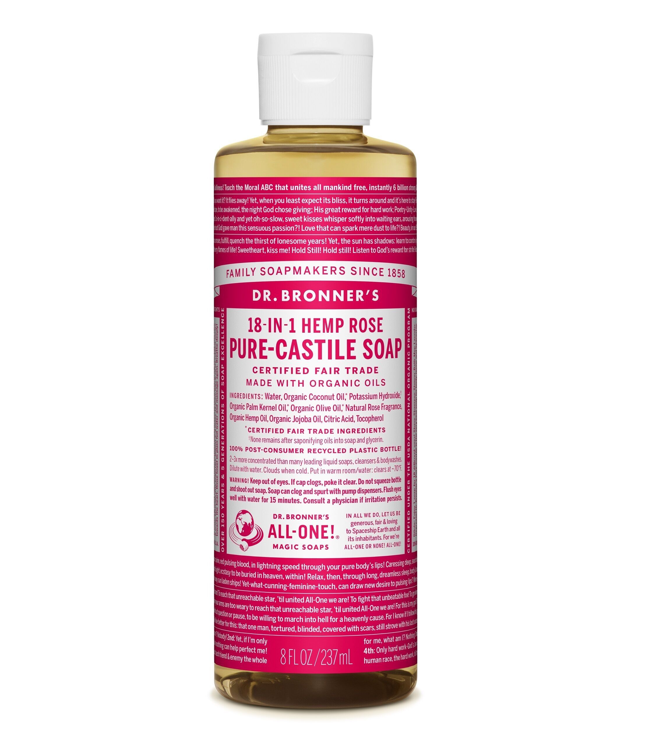 Dr. Bronner's Rose Castile Liquid Soap 237ml
