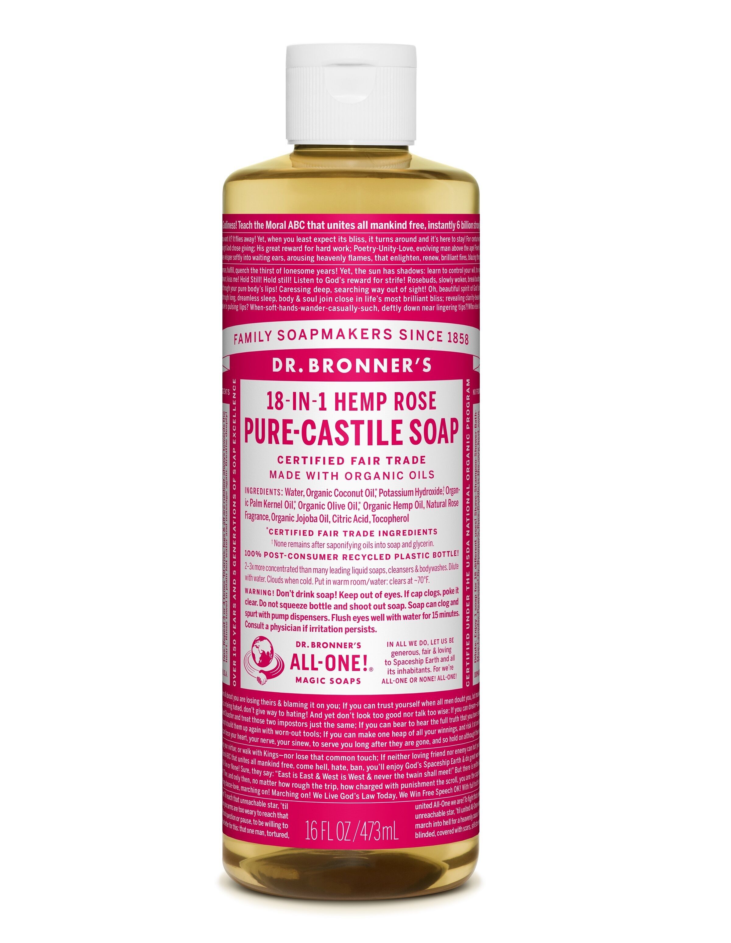 Dr. Bronner's Rose Castile Liquid Soap 473ml
