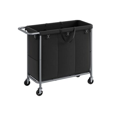 Cesta para ropa 3 compartimentos 200 litros con ruedas y asa, 91 x 39 x 81 cm