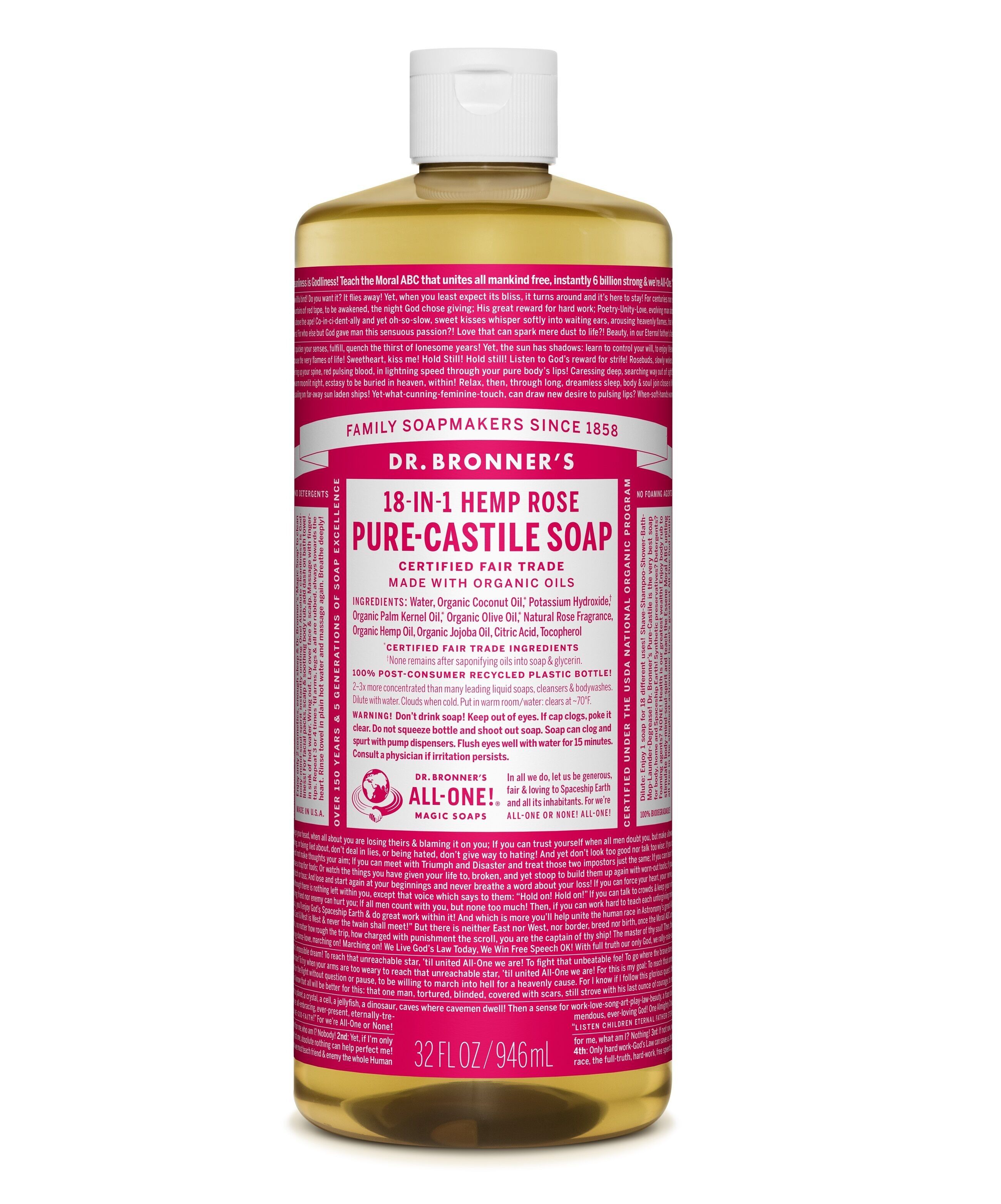 Dr. Bronner's Rose Castile Liquid Soap 946ml