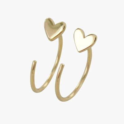 Crescent Heart Hoop Earrings Gold