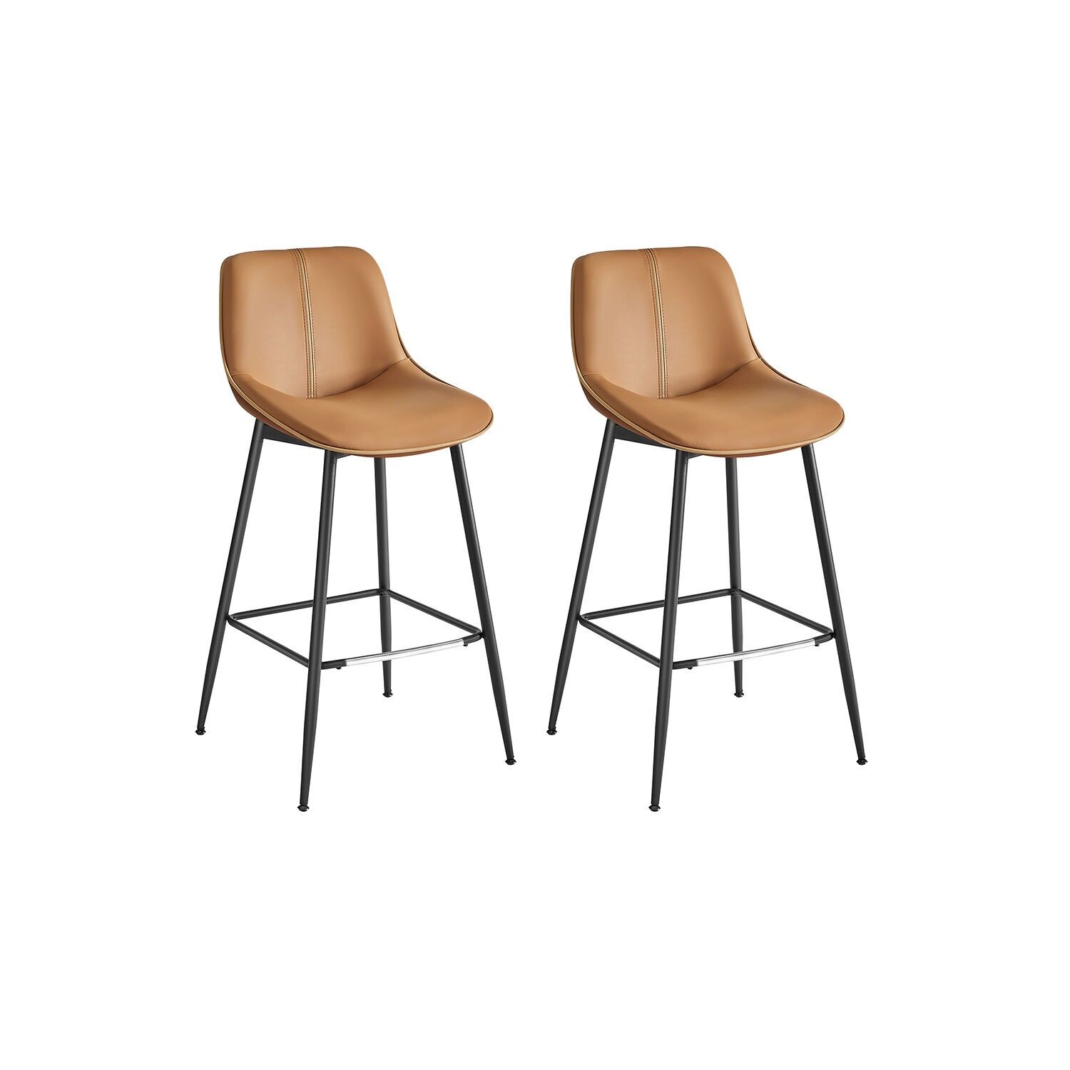Bar stool set of 2, 73 cm high, caramel brown