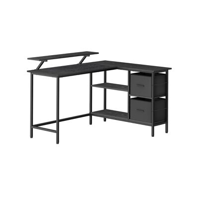 Scrivania a L con 2 cassetti 135 x 105 cm nera