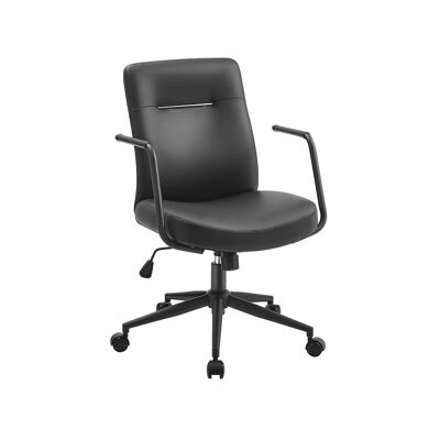 Sedia da ufficio con schienale e seduta curva in nero corvino, 60 x 60 x (93-103) cm (P x L x A) Altezza seduta (da terra): 43-51 cm Altezza bracciolo (da seduta): 34 cm Dimensioni seduta: 46 x 49 cm (P x L) Altezza schienale: 55 cm