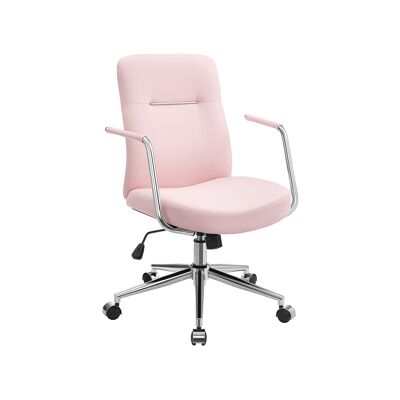 Sedia da ufficio con schienale e seduta curva in rosa pastello, 60 x 60 x (93-103) cm (P x L x A) Altezza seduta (da terra): 43-51 cm Altezza bracciolo (da seduta): 34 cm Dimensioni seduta: 46 x 49 cm (P x L) Altezza schienale: 55 cm